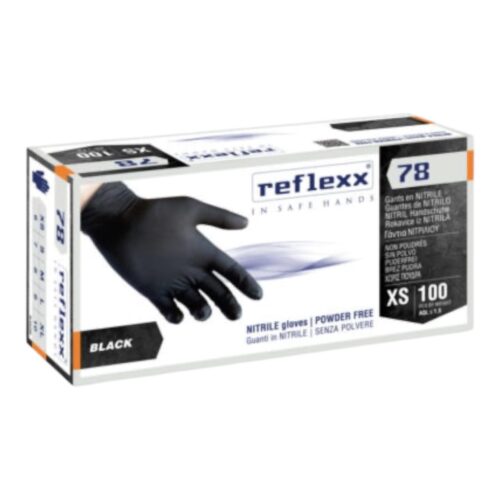 guanti in nitrile nero reflexx n78 monouso pz 100
