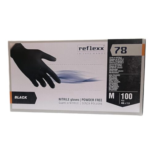 guanti in nitrile nero reflexx n78 monouso pz 100