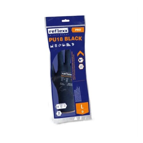 guanti spalmati reflexx pu18 in poliuretano nero