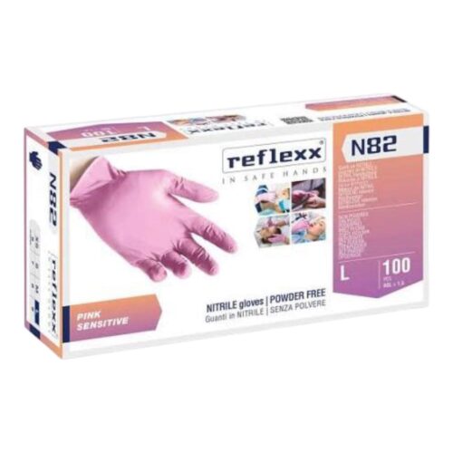 guanti nitrile rosa senza polvere reflexx n82 pz. 100